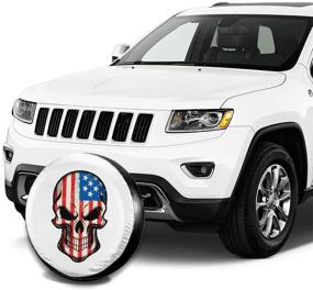 img 1 attached to 🏴 Foruidea American Flag Skull White Spare Tire Cover - Waterproof, Dust-Proof, UV Sun Wheel Tire Cover - Fits Jeep, Trailer, RV, SUV & More - 14 Inch