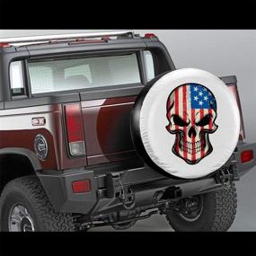 img 3 attached to 🏴 Foruidea American Flag Skull White Spare Tire Cover - Waterproof, Dust-Proof, UV Sun Wheel Tire Cover - Fits Jeep, Trailer, RV, SUV & More - 14 Inch