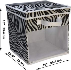 img 3 attached to 📦 Nylon Oxford Storage Bin for Shelves, Cube Storage Basket Bin with Matching Lids, Clear View Mesh Side, and Handles, Stackable Cube Pattern Fabric Storage Basket by EASYVIEW (Set of 2, Zebra Black and White)