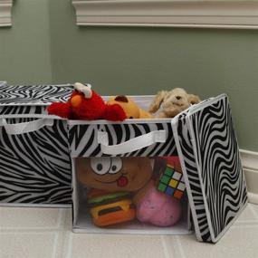 img 2 attached to 📦 Nylon Oxford Storage Bin for Shelves, Cube Storage Basket Bin with Matching Lids, Clear View Mesh Side, and Handles, Stackable Cube Pattern Fabric Storage Basket by EASYVIEW (Set of 2, Zebra Black and White)