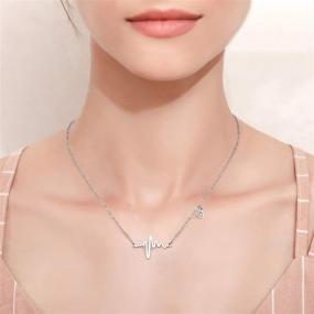 img 2 attached to 💖 Stunning Zillaly 18K Gold Silver Rose Gold Plated Stainless Steel ECG Heartbeat Love ECG Necklace - Perfect Female Jewelry