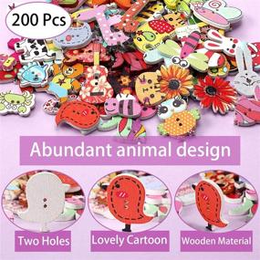 img 3 attached to 200-Piece Assorted Cartoon Wooden Buttons Set - Cute Animal Wood 🧵 Buttons for Sewing Crafts, DIY Projects, and Decorations - 2 Holes, 0.6-1.2 inches