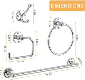 img 3 attached to 🚽 Complete Bathroom Hardware Set: 4-Piece Polished Chrome Towel Rack with 18” Towel Bar, Toilet Paper Holder, Towel Ring, and Robe Hook – Wall Mounted for Bathroom, Kitchen, Bedroom