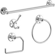 🚽 complete bathroom hardware set: 4-piece polished chrome towel rack with 18” towel bar, toilet paper holder, towel ring, and robe hook – wall mounted for bathroom, kitchen, bedroom logo