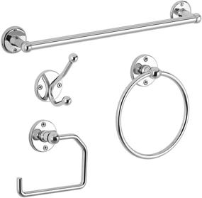 img 4 attached to 🚽 Complete Bathroom Hardware Set: 4-Piece Polished Chrome Towel Rack with 18” Towel Bar, Toilet Paper Holder, Towel Ring, and Robe Hook – Wall Mounted for Bathroom, Kitchen, Bedroom
