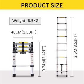 img 3 attached to Wodesid 8.5 FT Aluminum Extension Telescoping Ladder - Multi-Purpose, Portable & Collapse-able, 330lbs Max Capacity – Ideal for Home, Emergency Use & More