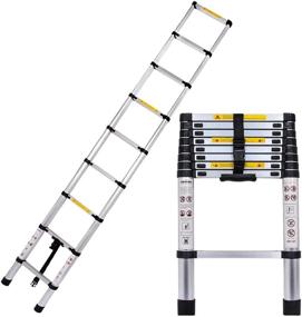 img 4 attached to Wodesid 8.5 FT Aluminum Extension Telescoping Ladder - Multi-Purpose, Portable & Collapse-able, 330lbs Max Capacity – Ideal for Home, Emergency Use & More