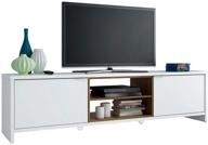 📺 madesa modern entertainment center - tv stand for 75 inch tvs, console table with wire management, storage space - white finish logo