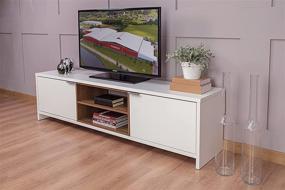 img 2 attached to 📺 Madesa Modern Entertainment Center - TV Stand for 75 Inch TVs, Console Table with Wire Management, Storage Space - White Finish