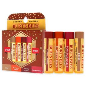 img 1 attached to 🌱 Набор увлажняющих бальзамов для губ Burt's Bees из натуральных ингредиентов на зиму: Чайное пломбирное, Тыквенно-пряное, Ванильно-кленовое, Гранатовое - 4 тюбика бальзама для губ.