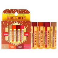🌱 набор увлажняющих бальзамов для губ burt's bees из натуральных ингредиентов на зиму: чайное пломбирное, тыквенно-пряное, ванильно-кленовое, гранатовое - 4 тюбика бальзама для губ. логотип