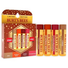 img 2 attached to 🌱 Набор увлажняющих бальзамов для губ Burt's Bees из натуральных ингредиентов на зиму: Чайное пломбирное, Тыквенно-пряное, Ванильно-кленовое, Гранатовое - 4 тюбика бальзама для губ.