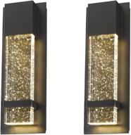 🌟 emliviar modern wall sconces 2 pack, led outdoor indoor wall fixture in black, bubble glass finish, 0395-wd-2pk логотип