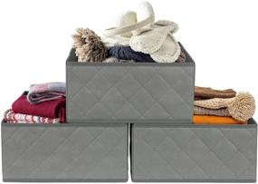 img 2 attached to Sorbus Gray Storage Basket Set - Organizer for Dresser, Drawer, Shelf, Closet - Foldable, Stackable - Ideal for Bedroom, Bathroom, Home Office (3-Pack)