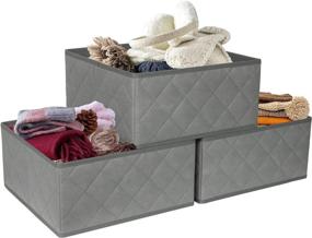 img 4 attached to Sorbus Gray Storage Basket Set - Organizer for Dresser, Drawer, Shelf, Closet - Foldable, Stackable - Ideal for Bedroom, Bathroom, Home Office (3-Pack)