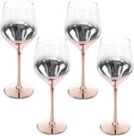 🍷 set of 4 electroplated ombre rose gold crystal stemware wine glasses by mygift - 19 oz логотип