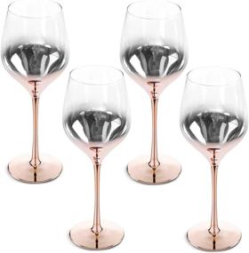 img 4 attached to 🍷 Set of 4 Electroplated Ombre Rose Gold Crystal Stemware Wine Glasses by MyGift - 19 oz