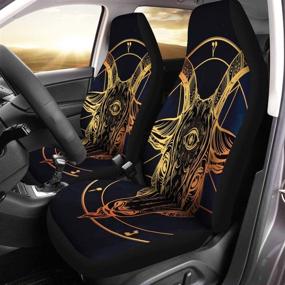 img 3 attached to 🐐 Pentagram Demon Baphomet Satanic Goat Head Car Seat Covers - Set of 2 | Universal Fit Auto Accessories Protectors for Car Truck SUV