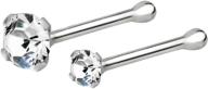 💎 forbidden body jewelry sterling silver cz nose rings, 20g nose studs with simulated diamond - 1.5mm & 2.5mm sizes logo