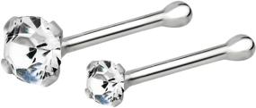 img 4 attached to 💎 Forbidden Body Jewelry Sterling Silver CZ Nose Rings, 20G Nose Studs with Simulated Diamond - 1.5mm & 2.5mm Sizes