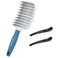 💆 joycarry curved vent hair brush: large paddle massage brush for fast blow drying and detangling - ideal for long, short, thick, thin, curly & tangled hair - wet or dry use - includes 2 free clips logo