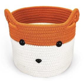 img 4 attached to 🦊 Geisbut Baby Laundry Basket Storage Organizer: Fox-themed Nursery Decorative with Small Woven Hamper, Ideal for Stuffed Animal and Kids Laundry, Blanket Baskets, and Toybox Bin with Handle Rope - Perfect Woodland Nursery Gift!
