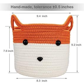img 3 attached to 🦊 Geisbut Baby Laundry Basket Storage Organizer: Fox-themed Nursery Decorative with Small Woven Hamper, Ideal for Stuffed Animal and Kids Laundry, Blanket Baskets, and Toybox Bin with Handle Rope - Perfect Woodland Nursery Gift!