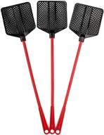 ofxdd long fly swatter pack - heavy duty rubber fly swatter - red color (3 pack) logo