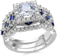 💍 stunning newshe engagement wedding ring set - sterling silver 3pcs with 2.5ct princess white cz blue - size 4-13 logo