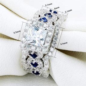 img 2 attached to 💍 Stunning Newshe Engagement Wedding Ring Set - Sterling Silver 3pcs with 2.5ct Princess White CZ Blue - Size 4-13