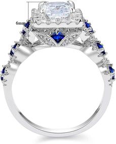 img 1 attached to 💍 Stunning Newshe Engagement Wedding Ring Set - Sterling Silver 3pcs with 2.5ct Princess White CZ Blue - Size 4-13