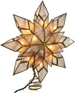 🎄 kurt adler 8.5-inch capiz star tree topper with clear lights & spare bulb - christmas decor logo