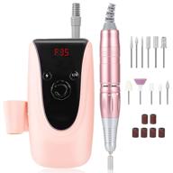 rechargeable nail drill, portable electric nail drill e file with 35000 rpm, electric nail file for acrylic, gel nails, manicure pedicure polishing shape tools + 11pcs nail drill bits (red) logo