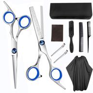 💇 10-piece hair cutting scissors set - includes cutting scissors, thinning scissors, hair razor comb, clips, cape, perfect for home, salon, and barber use logo