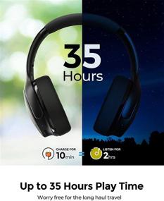 img 2 attached to 🎧 Enhanced Noise Cancelling Bluetooth Headphones with CVC8.0 Mic, 35H Playtime, Hi-Fi Deep Bass - Perfect for Adults, Kids, Offices, Travel, and TV