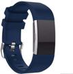 myfitbands strap for fitbit charge 2 replacement sports band metal clasp - navy blue small logo
