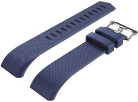img 2 attached to MyFitBands Strap For Fitbit Charge 2 Replacement Sports Band Metal Clasp - Navy Blue Small