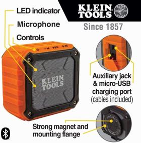 img 3 attached to Беспроводной динамик Klein Tools AEPJS1 для рабочего места, портативный аудиоплеер и громкоговоритель для громкой связи, прочное применение на рабочем месте