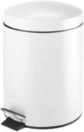 🗑️ mdesign modern 1.3 gallon round small metal step trash can wastebasket, garbage container bin - bathroom, powder room, bedroom, kitchen, craft room, office - removable liner bucket - white logo