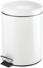 img 4 attached to 🗑️ mDesign Modern 1.3 Gallon Round Small Metal Step Trash Can Wastebasket, Garbage Container Bin - Bathroom, Powder Room, Bedroom, Kitchen, Craft Room, Office - Removable Liner Bucket - White