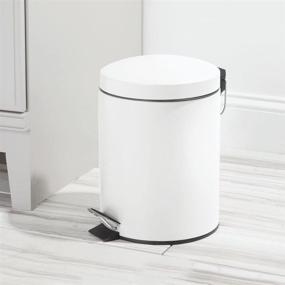 img 3 attached to 🗑️ mDesign Modern 1.3 Gallon Round Small Metal Step Trash Can Wastebasket, Garbage Container Bin - Bathroom, Powder Room, Bedroom, Kitchen, Craft Room, Office - Removable Liner Bucket - White