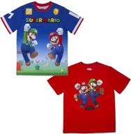 🎮 nintendo super mario & luigi boys athletic gamer top graphic tee shirt 2 pack - level up with this dynamic duo! logo