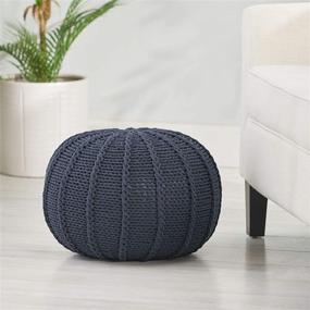 img 3 attached to Agatha Knitted Cotton Pouf Beige Home Decor