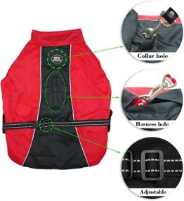 img 3 attached to 🐶 Reflective Waterproof Dog Winter Jackets for Large Dogs - Windproof Fleece Lined Warm Coats with Harness & Leash Holes, Blue/Red, 3XL/4XL/5XL - Beirui
