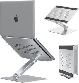 img 4 attached to 🖥️ Silver Laptop Stand for Desk - Portable Foldable Ergonomic Computer Holder, Adjustable Height - NUKOI Ultimate Laptop Riser for MacBook Pro, Air, HP, Notebook (16 Inches Compatible)