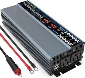 img 4 attached to 💡 1000W 12V DC to 110V/120V AC Pure Sine Wave Power Inverter with 2 AC Outlets, 3.4A USB Port, Cooling Fans, and LCD Display - ROARBATT