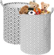 🧺 2-pack vamcheer large laundry basket hampers, 15.7" x 19.7", waterproof linen, collapsible clothes hamper with handles for baby, toys, blankets - grey & black logo