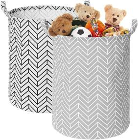 img 4 attached to 🧺 2-Pack VAMCHEER Large Laundry Basket Hampers, 15.7" x 19.7", Waterproof Linen, Collapsible Clothes Hamper with Handles for Baby, Toys, Blankets - Grey & Black