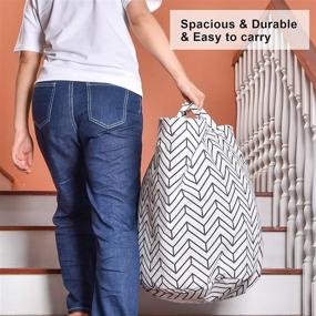 img 1 attached to 🧺 2-Pack VAMCHEER Large Laundry Basket Hampers, 15.7" x 19.7", Waterproof Linen, Collapsible Clothes Hamper with Handles for Baby, Toys, Blankets - Grey & Black