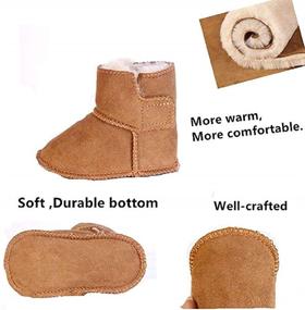 img 3 attached to 👶 Genuine Sheepskin Baby Snow Boots: Warm Winter First Walker Toddler Shoes for Boys and Girls by Bebila